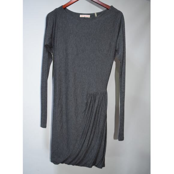 Rebecca Taylor Dresses & Skirts - Rebecca Taylor Medium Charcoal Gray Modal Ruched Draped Long Sleeve Mini Dress